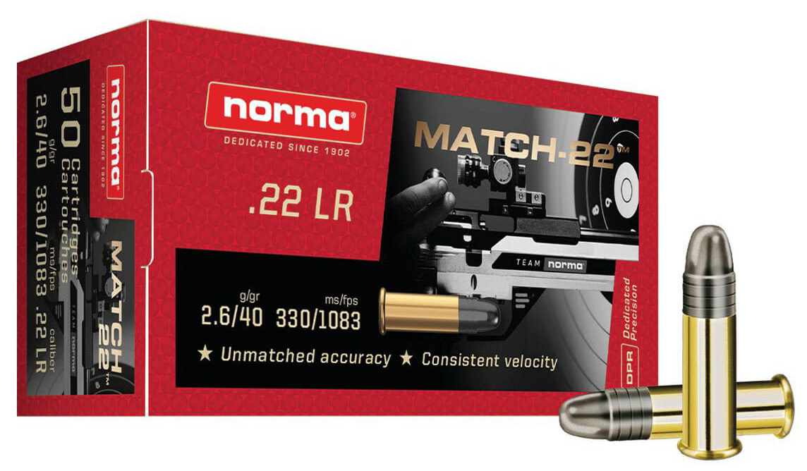 NORMA RIMFIRE MATCH 22LR 22LR 40GR LRN 50/100 - New at BHC